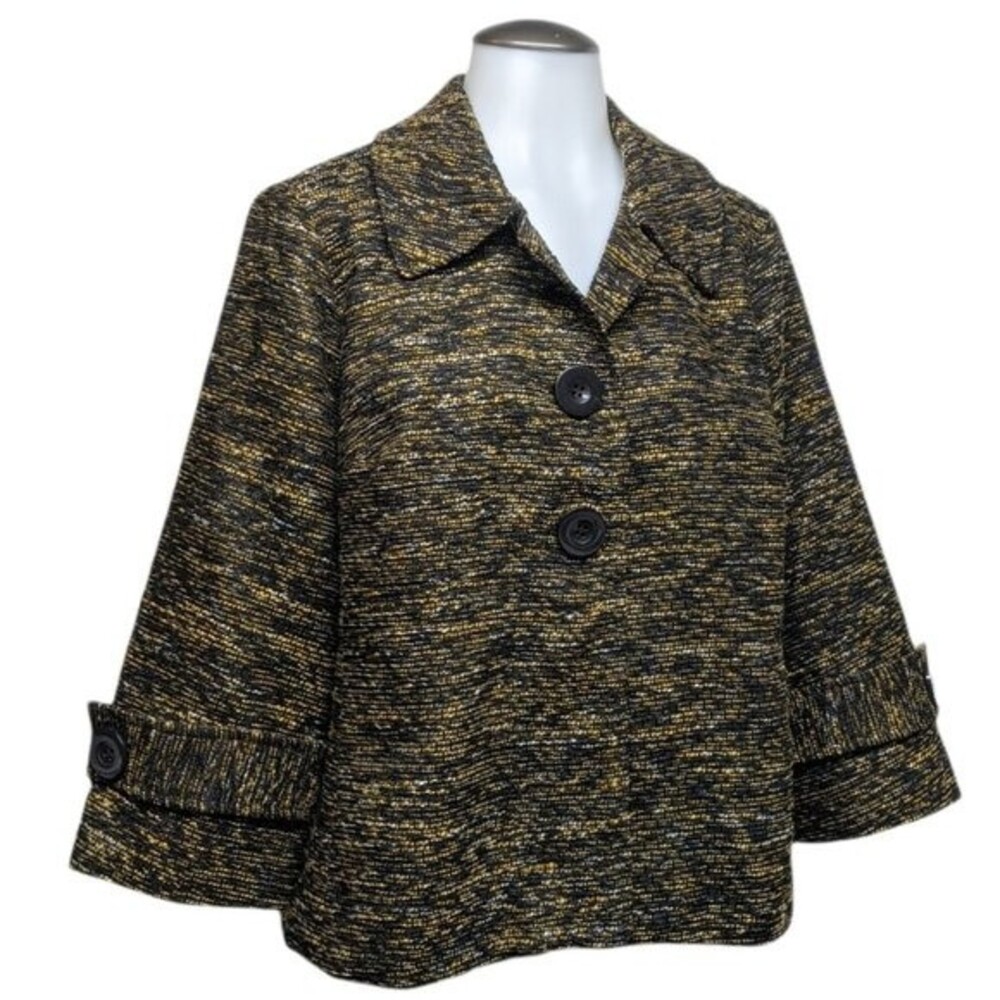 Christopher & Banks 3/4 Sleeves Collar Short Blazer Biz Casual Black & Yellow M
